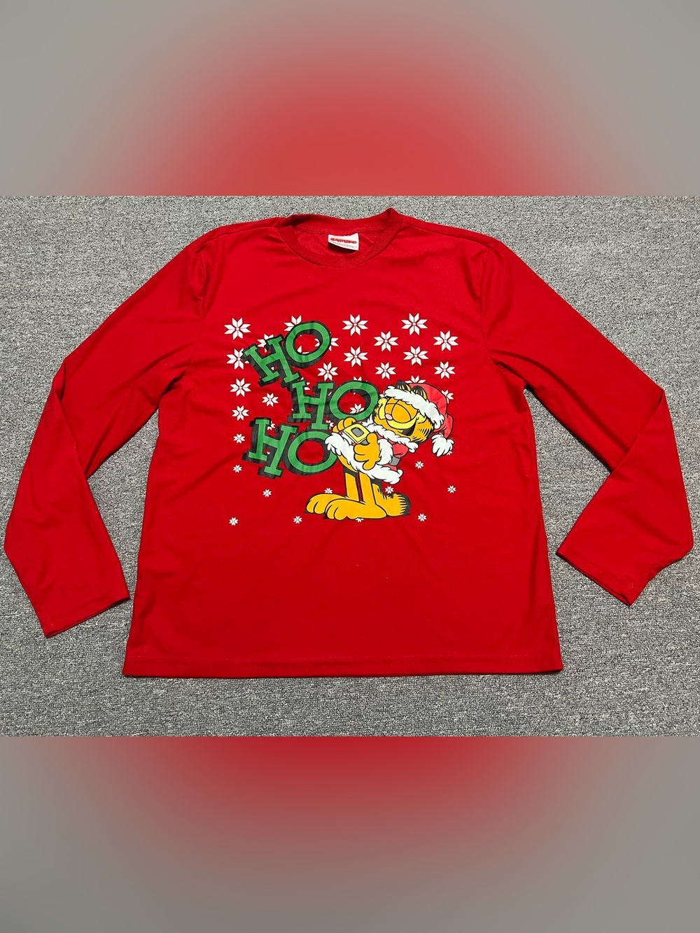 Nickelodeon Red Garfield Holiday Long Sleeve Tee Adult L